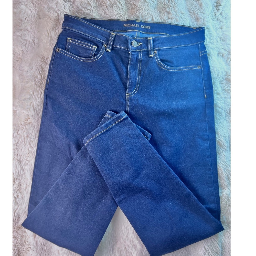 Michael Kors Womens Skinny Jeans Blue Dark Wash Stretch Denim Size 8. A17